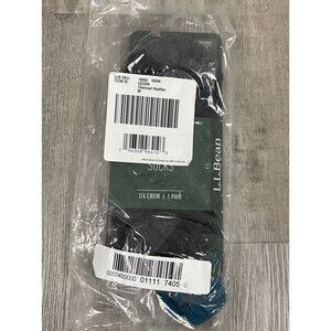 LL Bean Unisex M Katahdin 1/4 Crew Sock Charcoal Heather With Blue